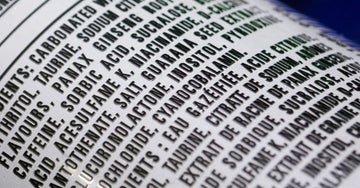 A very closeup photo of an ingredient label.