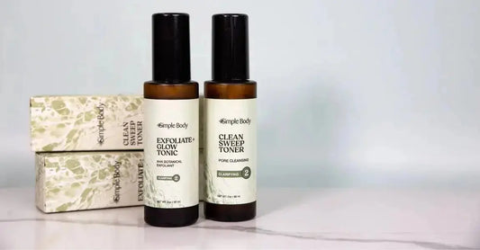 A photo of Simple Body's Exfoliate and Glow Botanical Skin Tonic and Clean Sweep Toner 
