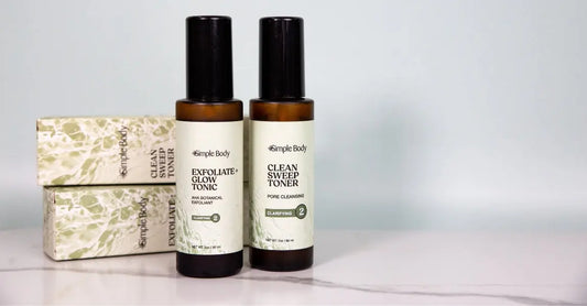 A photo of Simple Body's Exfoliate and Glow Botanical Skin Tonic and Clean Sweep Toner 