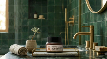 An AI generated image of Beauty Balm in a beautiful green tiled bathroom