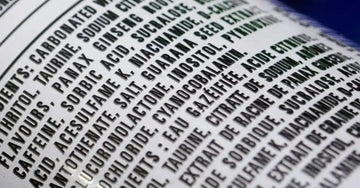 A very closeup photo of an ingredient label.