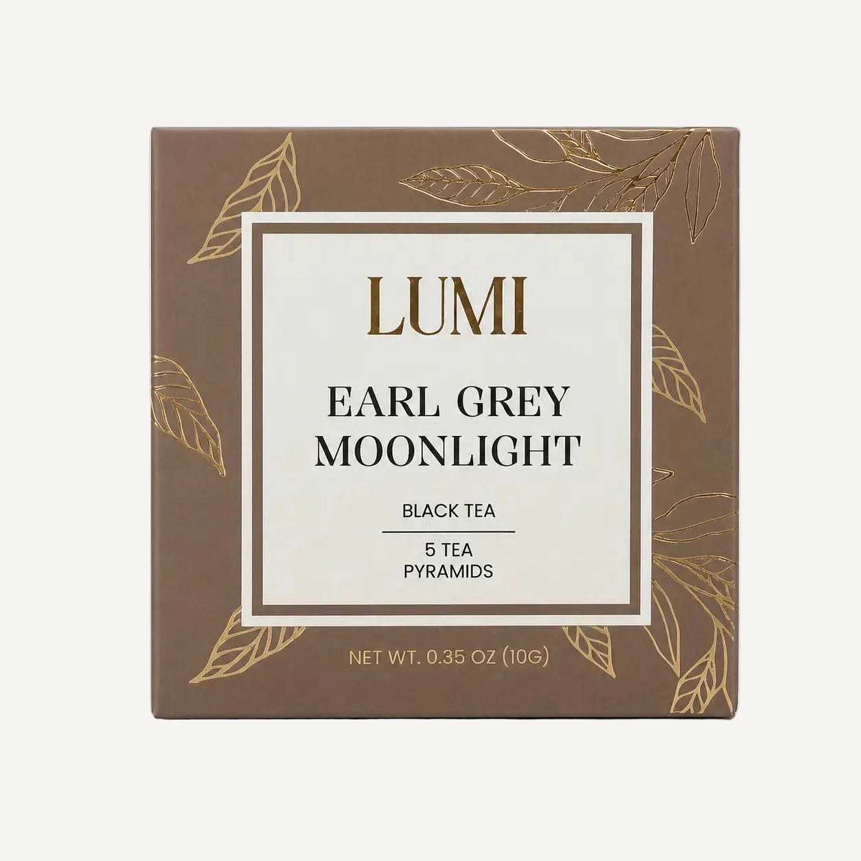 Lumi Earl Grey Moonlight black tea packaging on a white background