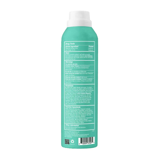 Teal spray bottle with white cap on a white background