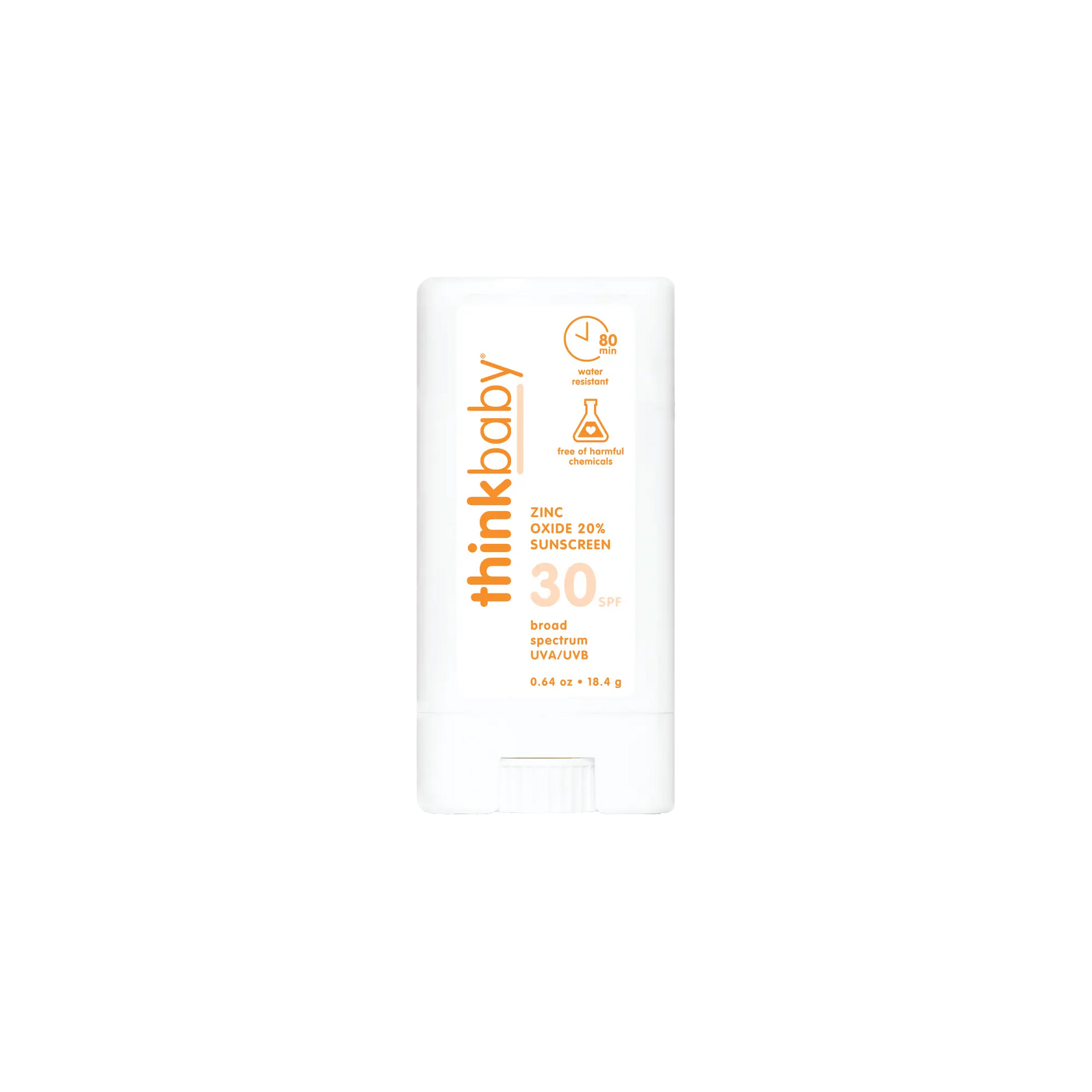 thinkbaby sunscreen stick on a white background