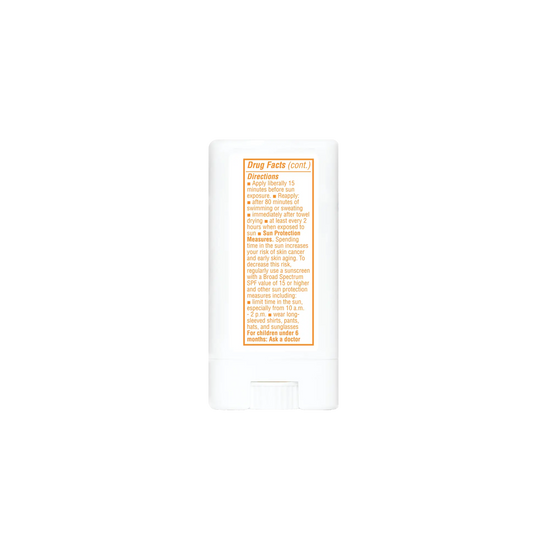 Rectangular product with orange text on a white background