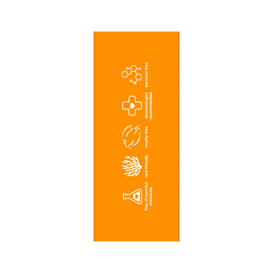 Orange sign with white icons and text on a white background