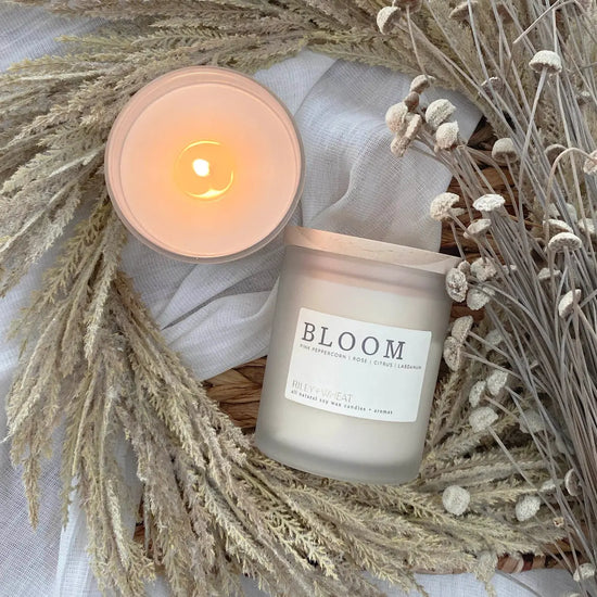 Signature Frosted Glass Soy Candle, Single Wick Riley And Wheat