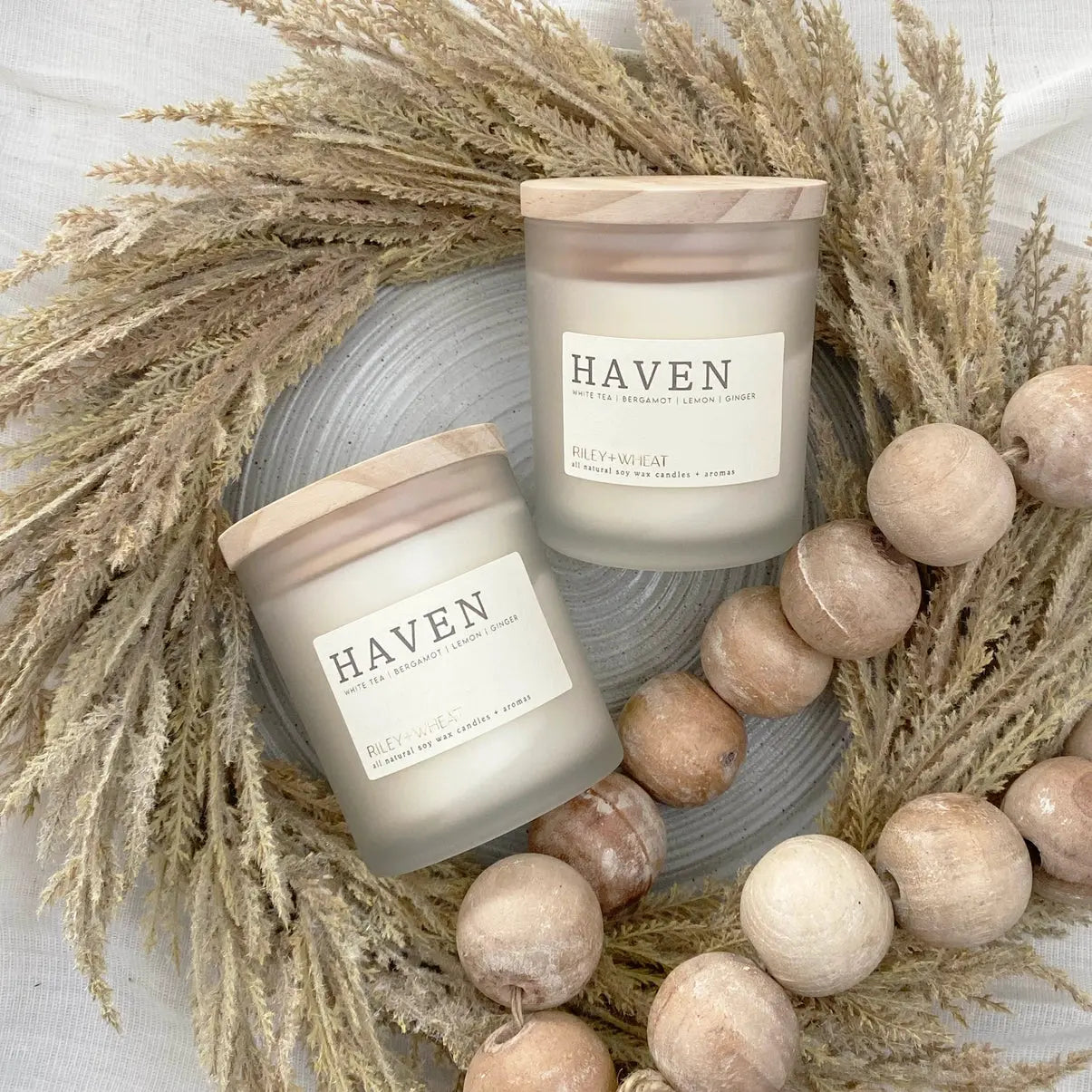 Signature Frosted Glass Soy Candle, Single Wick Riley And Wheat
