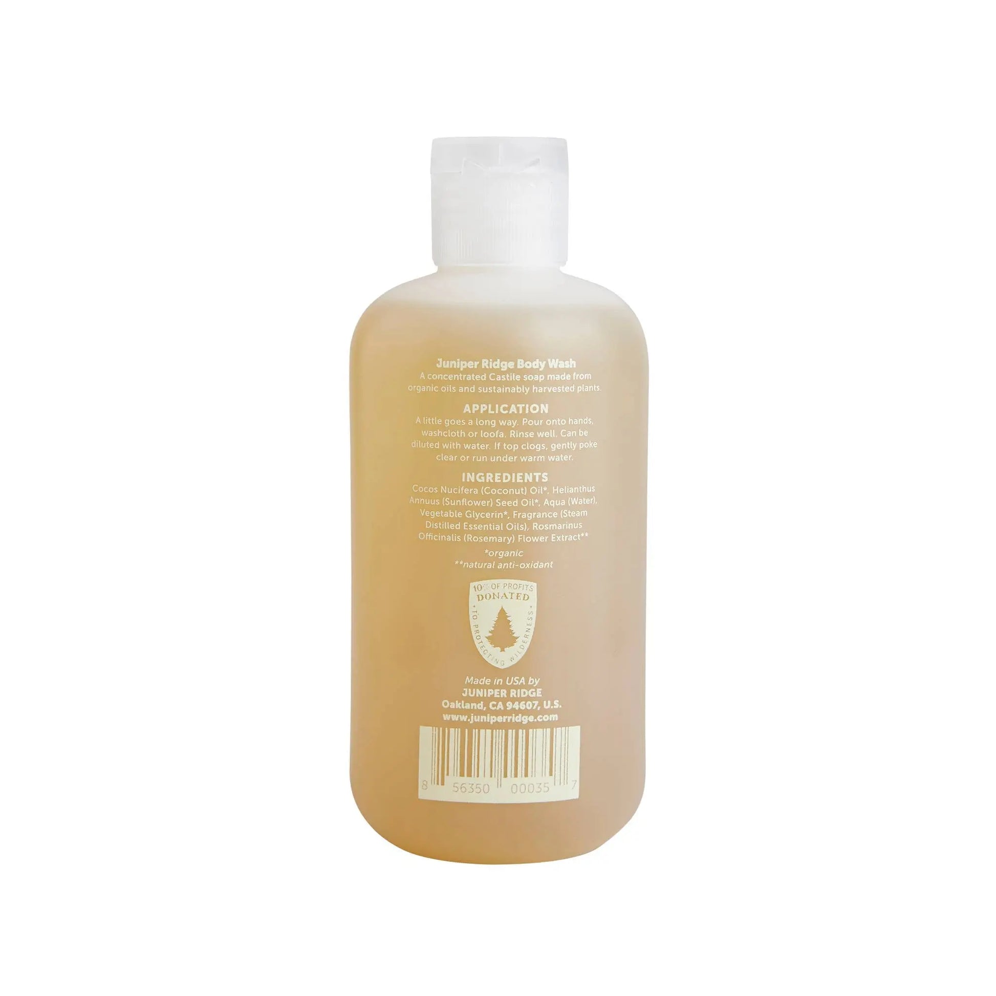 Bottle of Juniper Ridge Body Wash in Desert Cedar with label on a white background