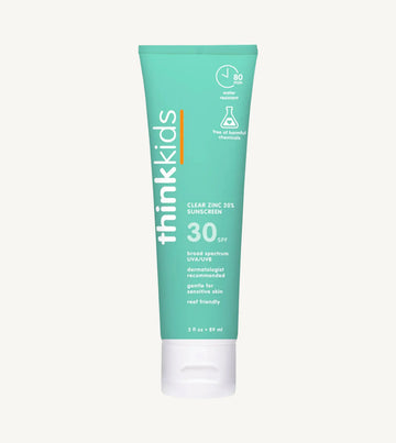 Think Kids sunscreen tube on a white background