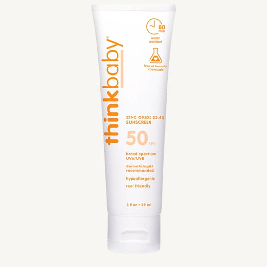 Thinkbaby sunscreen SPF 50 tube on a white background
