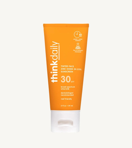 ThinkDaily sunscreen tube on a white background