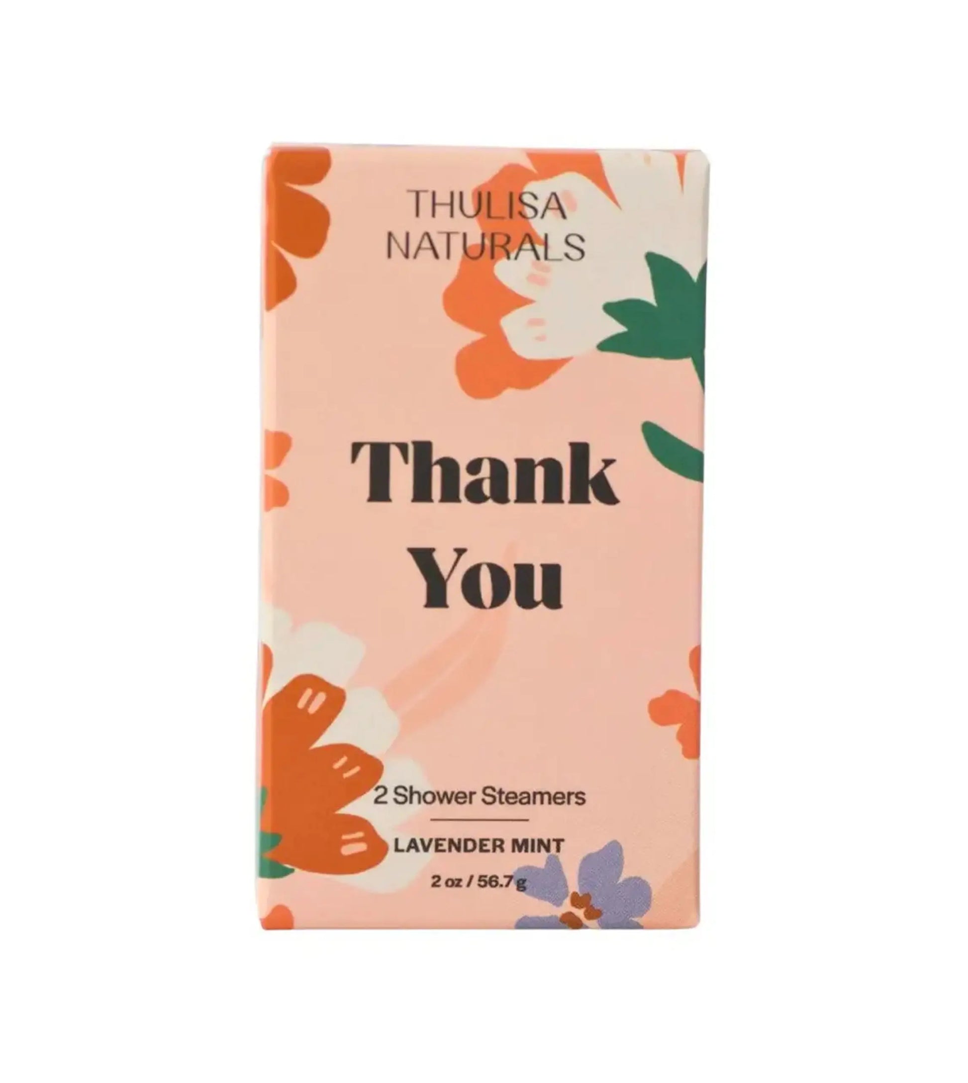 Box of Thulisa Naturals shower steamers with floral design on a white background