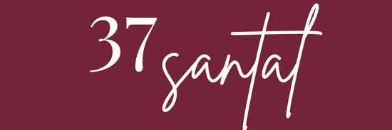 Text '37 santat' in white on a dark red background