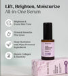 Simple Body Age Defense Serum bottle and packaging with product benefits on a light gray background