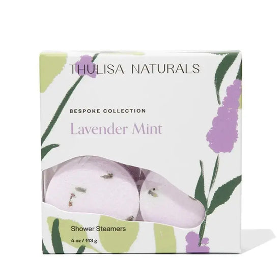 Thulisa Naturals Lavender Mint shower steamers packaging on a white background