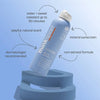 ThinkSport sunscreen bottle on a blue background with features highlighted