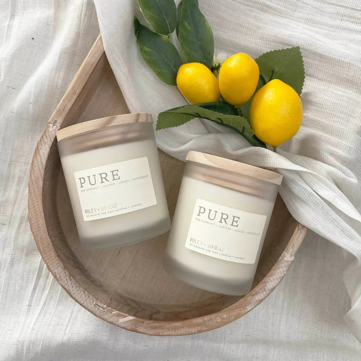 Signature Frosted Glass Soy Candle, Single Wick Riley And Wheat