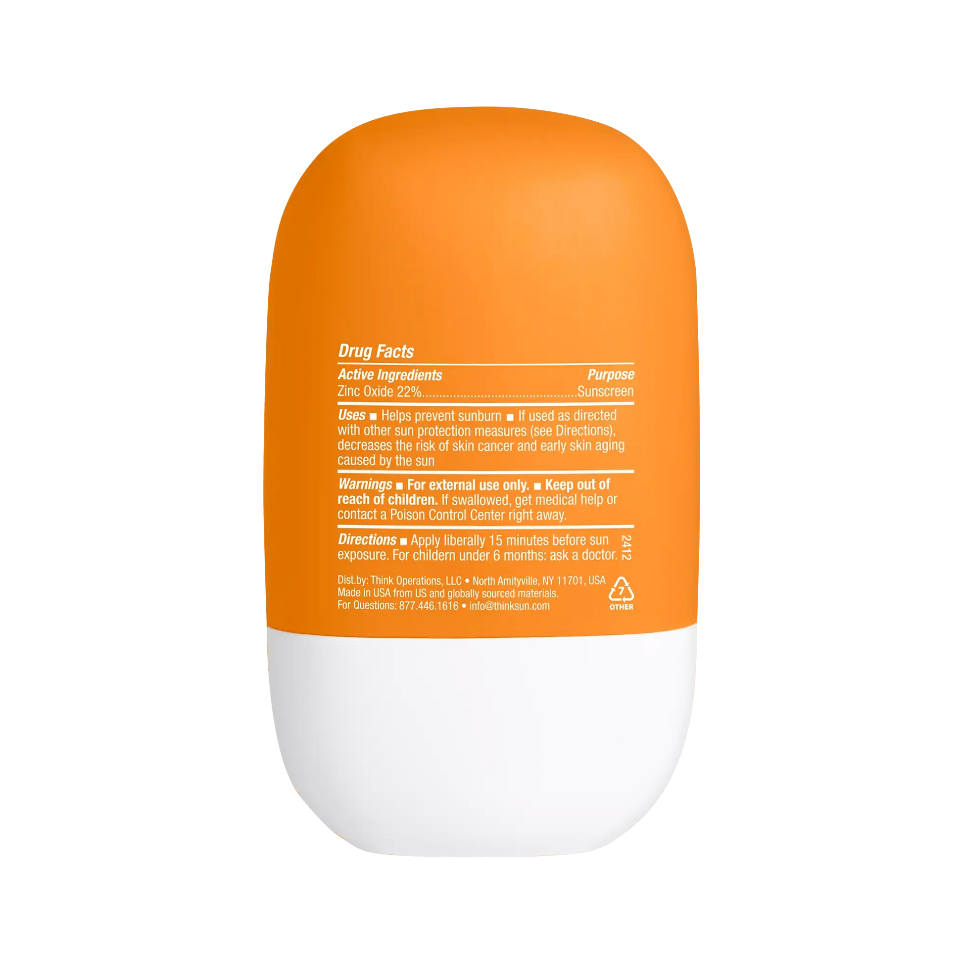 Orange and white bottle with text on a white background