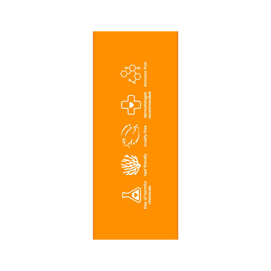 Orange sign with white icons and text on a white background