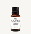 Bottle of Simple Body Clove Bud organic essential oil on a white background