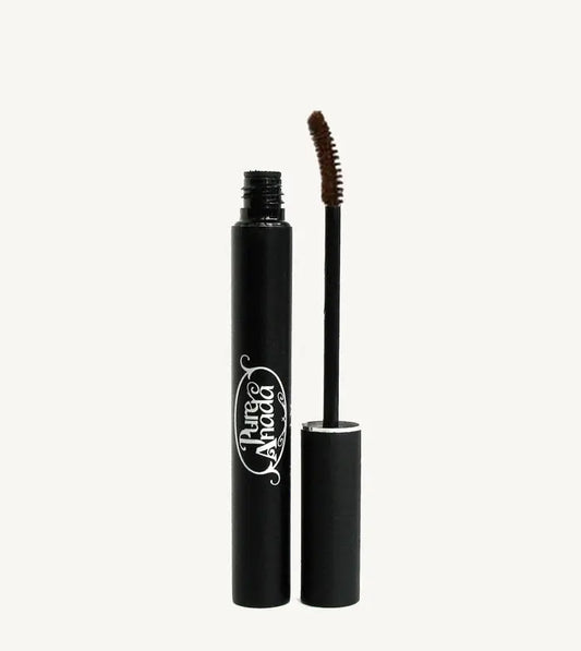 Natural Brown Mascara with Pure Anada Logo and  applicator on a white background