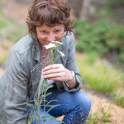 Founder Jewels Burdick with wild yarrow