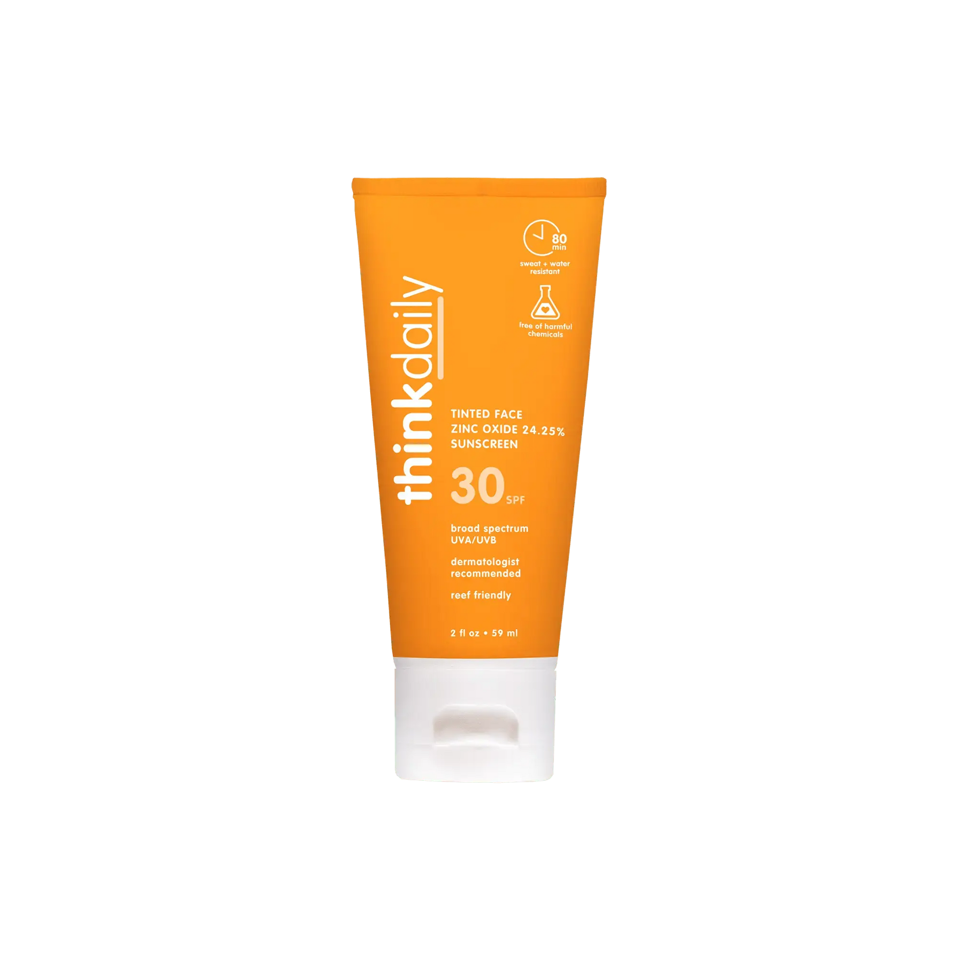 ThinkDaily sunscreen tube on a white background