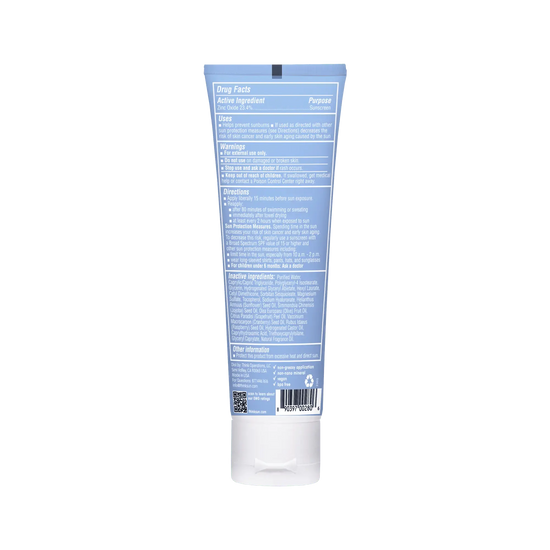 Tube of cream with a blue label on a white background