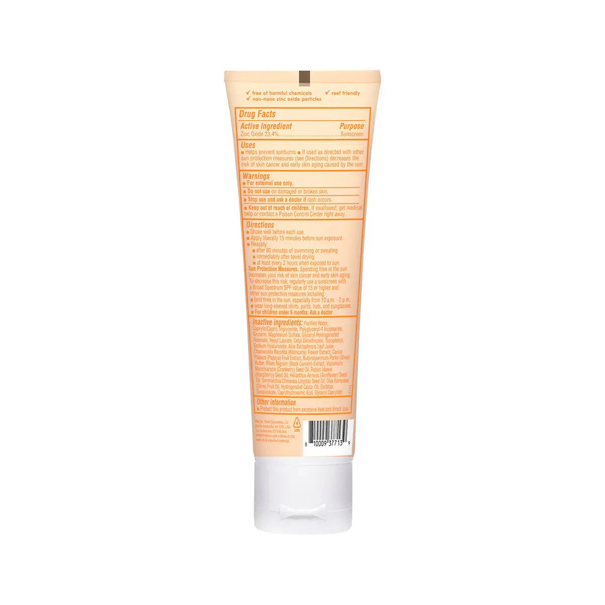 Tube of Think Baby Sensitive sunscreen with text on a white background