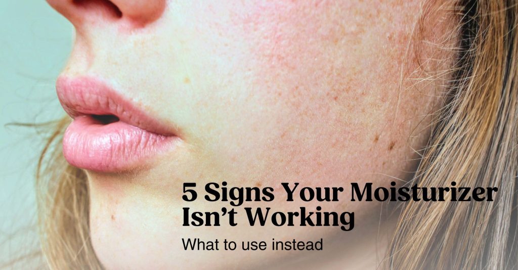 A photo of a woman's cheek with dry, red, irritated skin