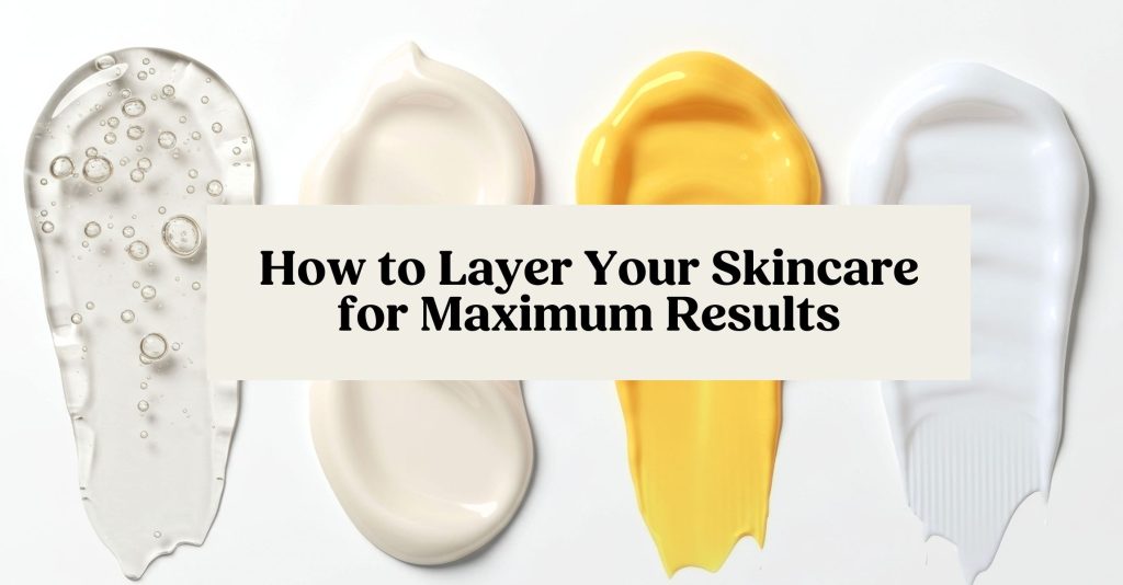 A photo of four different skincare products. They have different textures and different colors ranging from white to yellow.