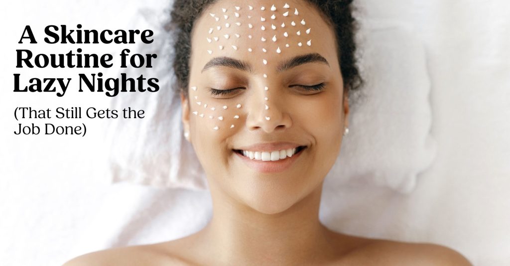 an image of a hispanic woman laying down with her eyes closed and displaying a pattern of dots of face cream on her skin